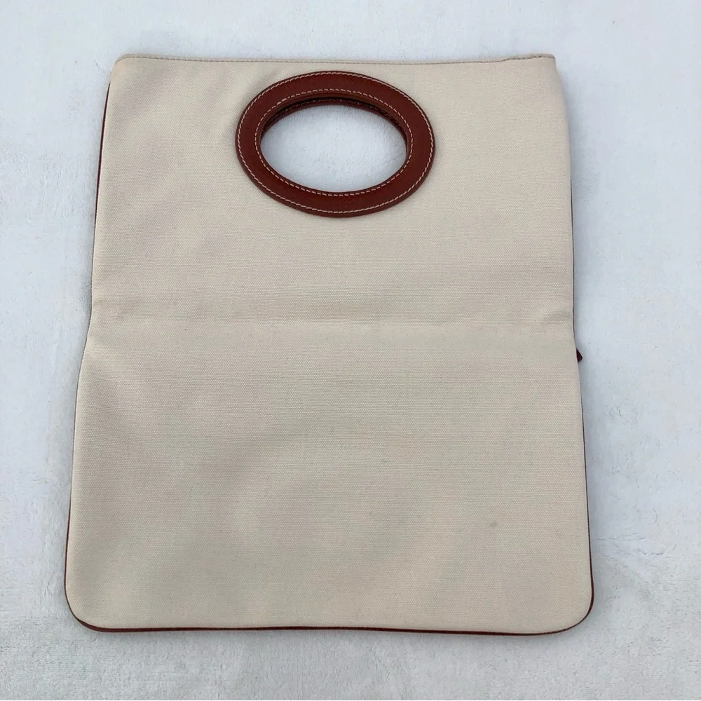 Kate Spade Canvas Clutch Cream Convertible Foldover Tote Bag